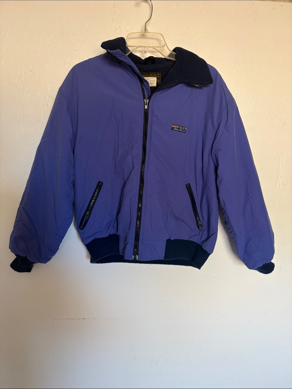Eddie Bauer Violet Bomber Jacket with Navy Accents